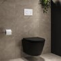 ONLY OPENED - Matt Black Wall Hung Rimless Toilet with Soft Close Seat, White Glass Sensor Pneumatic Flush Plate, 1170mm Frame & Cistern - Newport