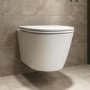 Matt White Wall Hung Rimless Short Projection Toilet with Soft Close Seat – Newport