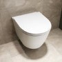 Matt White Wall Hung Rimless Short Projection Toilet with Soft Close Seat – Newport