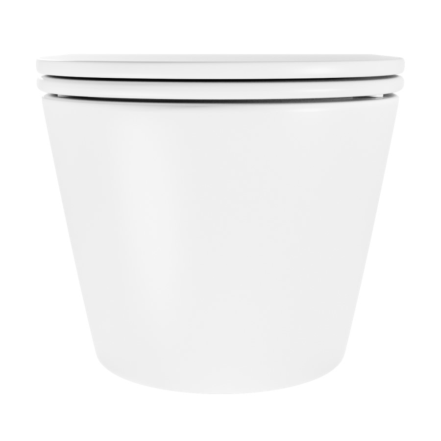 Matt White Wall Hung Rimless Short Projection Toilet with Soft Close Seat – Newport