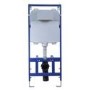 Matt White Wall Hung Rimless Toilet with Soft Close Seat, Chrome Mechanical Flush Plate with 1160mm Frame & Cistern - Newport