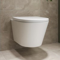 ALMOST PERFECT - Wall Hung Rimless Short Projection Toilet with Soft Close Seat – Newport