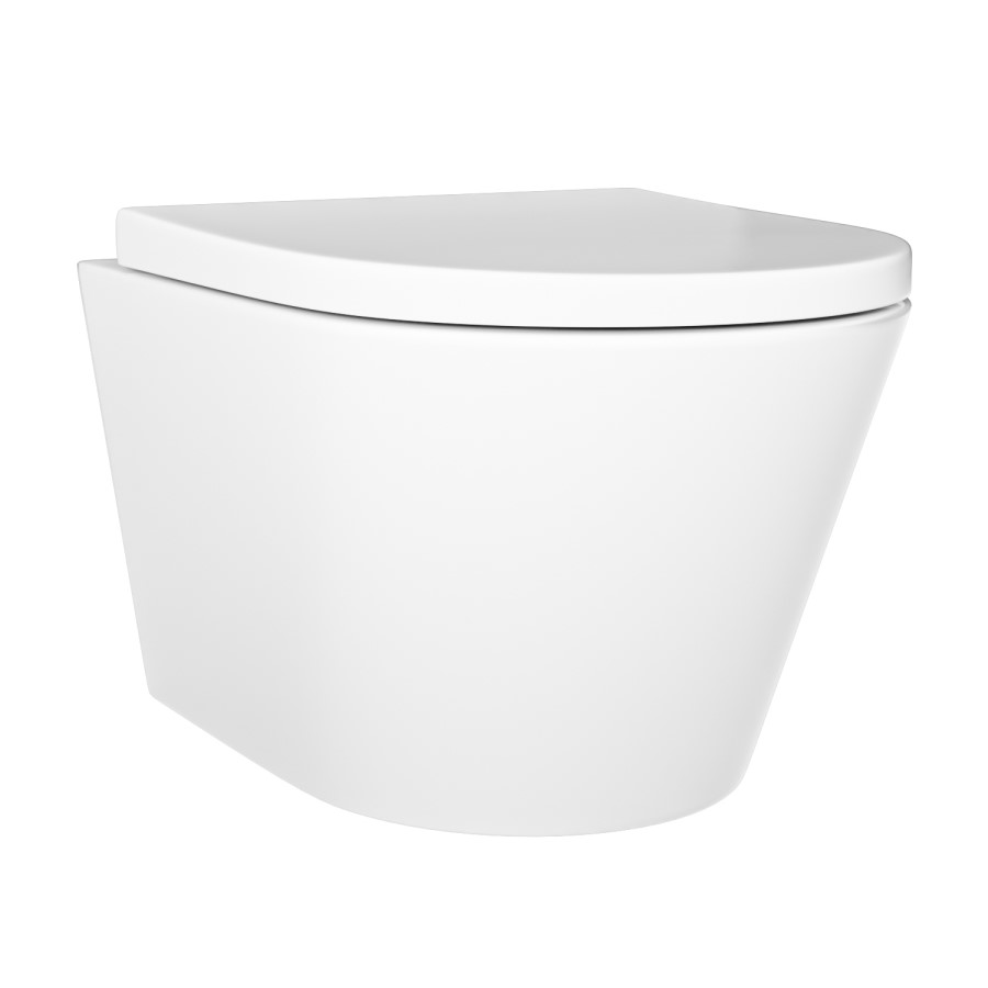 ALMOST PERFECT - Wall Hung Rimless Short Projection Toilet with Soft Close Seat – Newport