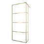 1000mm Brushed Brass Grid Shower Screen for Wet Room & Walk In Shower with 300mm Hinged Panel - Nova