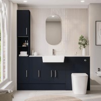 1800mm Blue Toilet and Sink Unit with Storage Units & Chrome Fittings - Ontario 1800mm Blue Toilet and Sink Unit with Storage Units & Chrome Fittings - Ontario