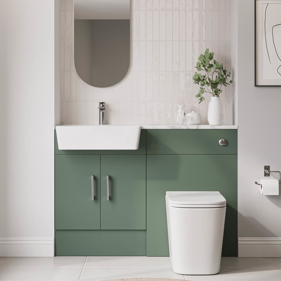 1200mm Green Toilet and Sink Unit with Chrome Fittings - Ontario