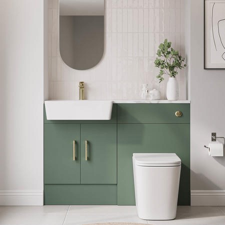 1200mm Green Toilet and Sink Unit with Brass Fittings - Ontario ...