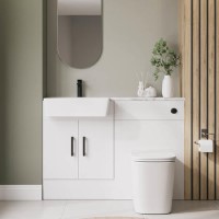 1200mm White Toilet and Sink Unit with Black Fittings - Ontario 1200mm White Toilet and Sink Unit with Black Fittings - Ontario