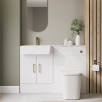 1200mm White Toilet and Sink Unit with Brass Fittings - Ontario 1200mm White Toilet and Sink Unit with Brass Fittings - Ontario