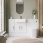 1500mm White Toilet and Sink Unit with Storage Unit & Brass Fittings - Ontario