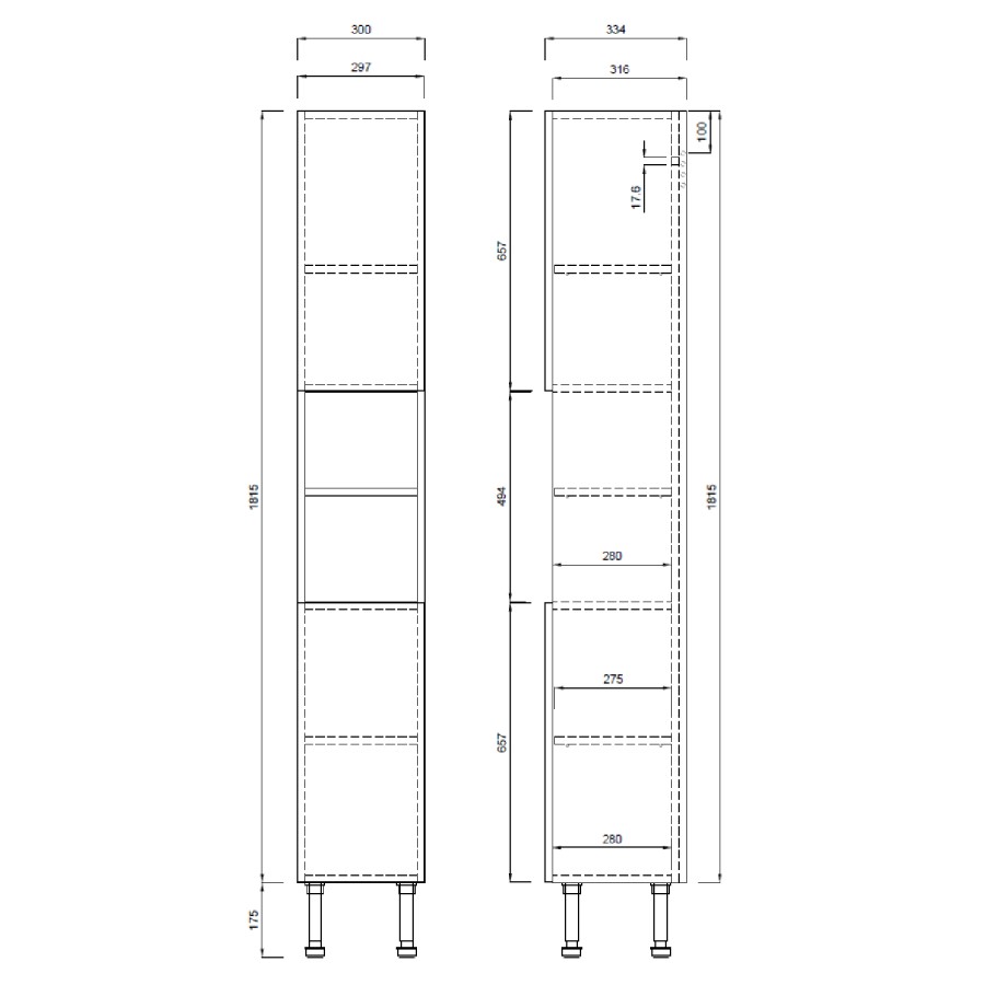 1800mm White Toilet and Sink Unit with Storage Units & Brass Fittings - Ontario