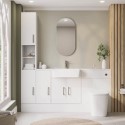 BUN/ONT600BVUW/93676 1800mm White Toilet and Sink Unit with Storage Units & Chrome Fittings - Ontario