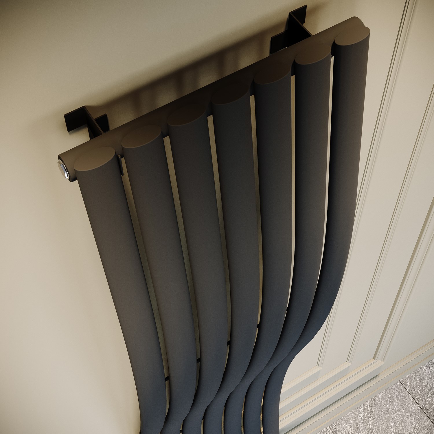 Grey Wave Radiator Anthracite Vertical Wave Designer Single Panel Radiator 1800 x 400mm ...
