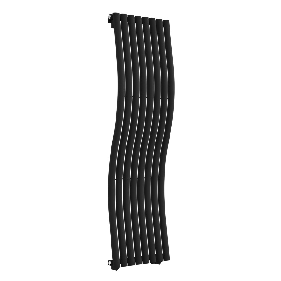 Black Vertical Wave Designer Single Panel Radiator 1600 x 470mm - Opala