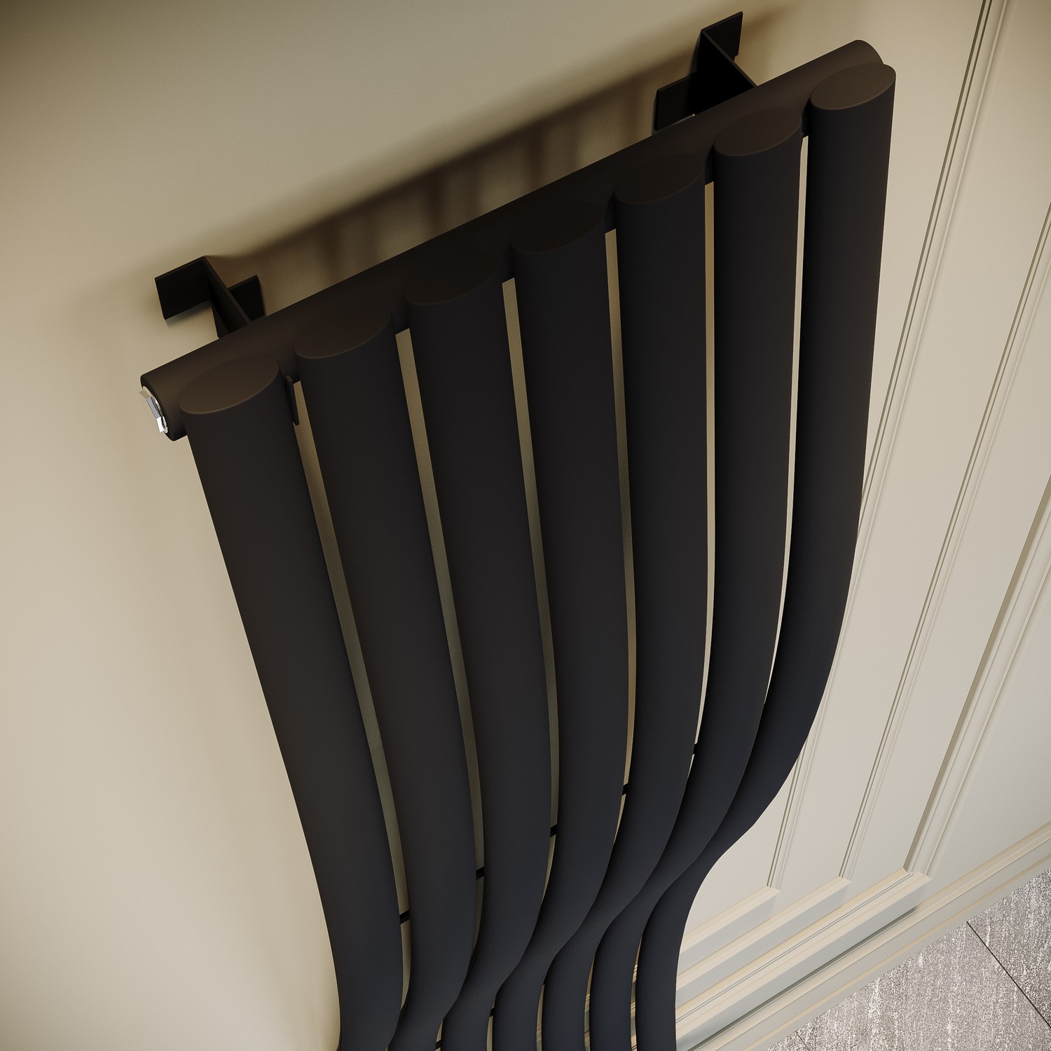 Vertical Wave Radiator Black Vertical Wave Designer Single Panel Radiator 1800 x 400mm - Opala ...