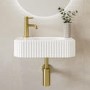 Rectangular Fluted Wall Hung Basin 410mm with Brass Tap Bottle Trap and Waste - Oregon