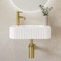 Rectangular Fluted Wall Hung Basin 410mm with Brass Tap Bottle Trap and Waste - Oregon