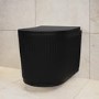 Matt Black Fluted Wall Hung Rimless Short Projection Toilet with Soft Close Seat - Oregon