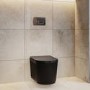 Matt Black Fluted Wall Hung Rimless Toilet with Soft Close Seat, Chrome Pneumatic Flush Plate, 1168mm Frame & Cistern – Oregon