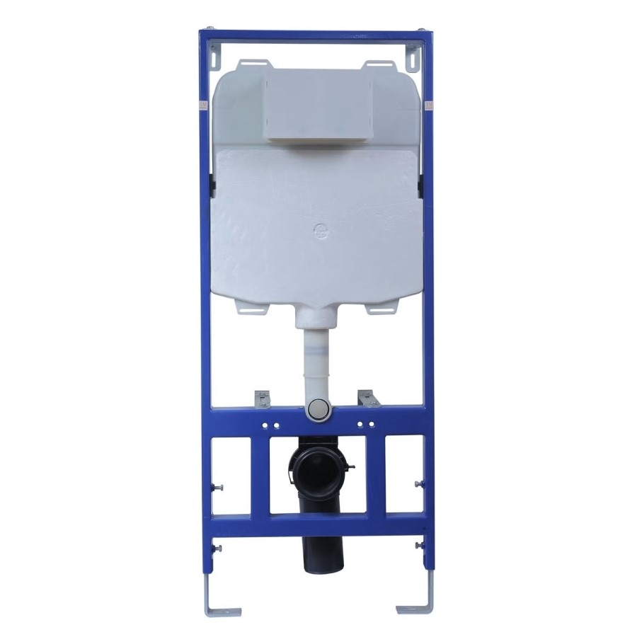 Fluted Wall Hung Rimless Toilet with Soft Close Seat, Chrome Mechanical Flush Plate, 1168mm Frame & Cistern – Oregon