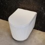 Fluted Wall Hung Rimless Toilet with Soft Close Seat, Chrome Mechanical Flush Plate, 1168mm Frame & Cistern – Oregon