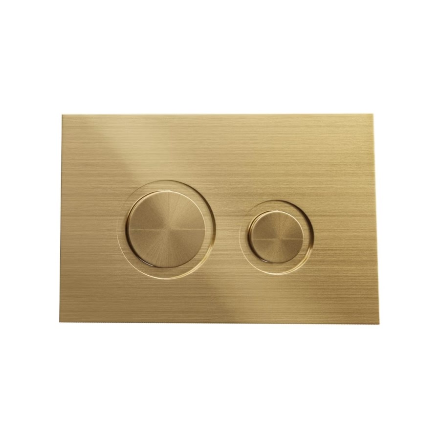 Fluted Wall Hung Toilet with Soft Close Seat, Brushed Brass Mechanical Flush Plate, 1160mm Frame & Cistern - Oregon