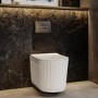 Fluted Wall Hung Toilet with Soft Close Seat, Chrome Pneumatic Flush Plate, 820mm Frame & Cistern - Oregon