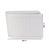 Fluted Wall Hung Rimless Toilet with Soft Close Seat, Matt Black Pneumatic Flush Plate, 1168mm Frame & Cistern – Oregon