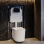 Fluted Wall Hung Toilet with Soft Close Seat, Black Glass Sensor Flush Plate, 1160mm Frame & Cistern - Oregon