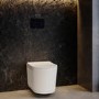 Fluted Wall Hung Toilet with Soft Close Seat, Black Glass Sensor Flush Plate, 1160mm Frame & Cistern - Oregon