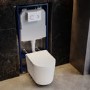 Fluted Wall Hung Toilet with Soft Close Seat, White Glass Sensor Flush Plate, 1160mm Frame & Cistern - Oregon