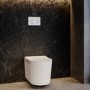 Fluted Wall Hung Toilet with Soft Close Seat, White Glass Sensor Flush Plate, 1160mm Frame & Cistern - Oregon