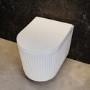 Fluted Wall Hung Toilet with Soft Close Seat, White Glass Sensor Flush Plate, 1160mm Frame & Cistern - Oregon