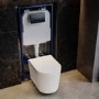 Fluted Wall Hung Toilet, 1160mm Pneumatic Frame & Cistern & Gunmetal Pneumatic Flush Plate - Oregon