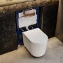 Fluted Wall Hung Toilet, 820mm Frame and Cistern & Brushed Bronze Pneumatic Flush Plate - Oregon