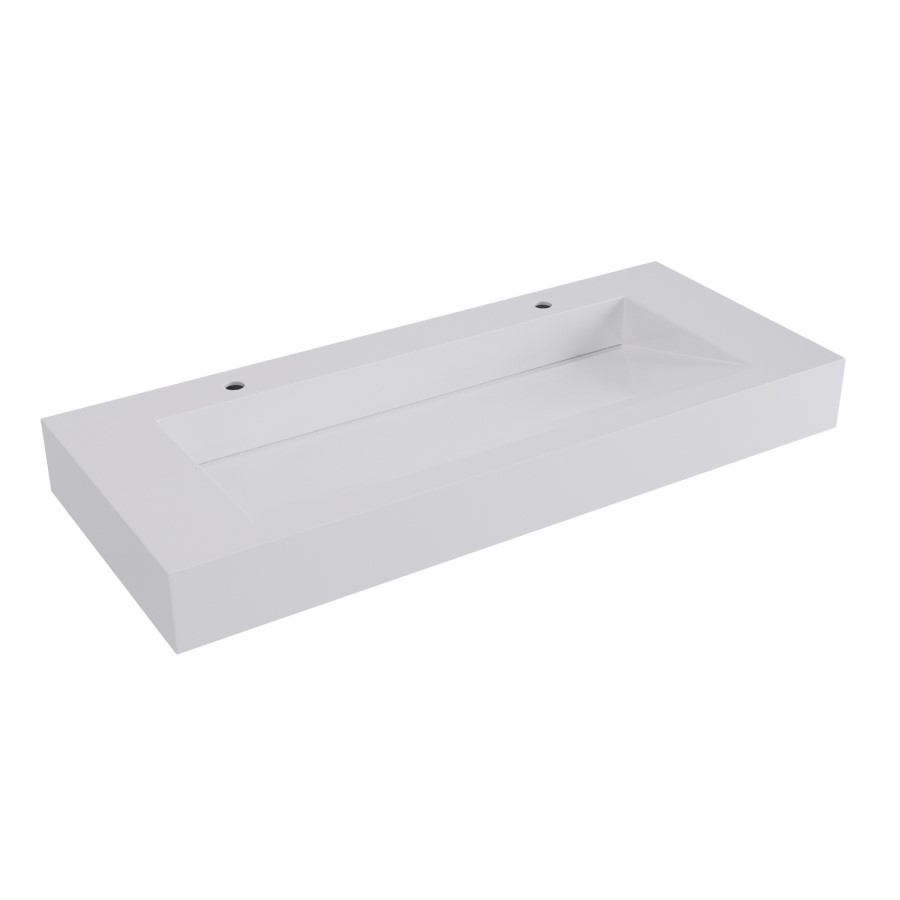 ONLY OPENED - White Rectangular Wall Hung Basin with Hidden Waste 1200mm - Oslo