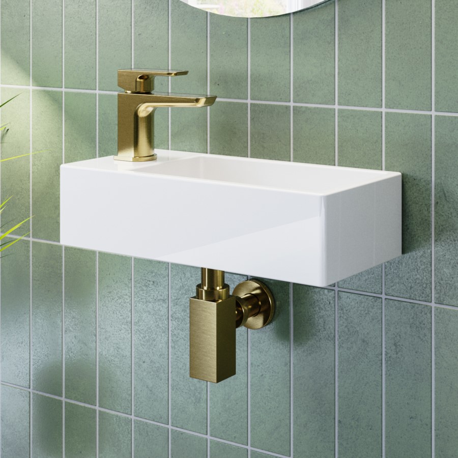 GRADE A2 - Brushed Brass Square Bottle Trap - Zana