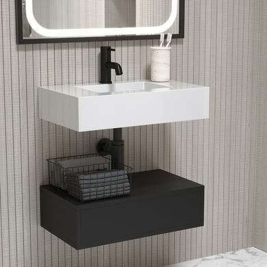 Oslo — 600mm Black Wall Hung Vanity Unit