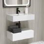 600mm White Wall Hung Vanity Unit with Rectangular Basin - Oslo