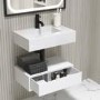 600mm White Wall Hung Vanity Unit with Rectangular Basin - Oslo