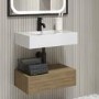 600mm Wood Effect Wall Hung Vanity Unit with Rectangular Basin - Oslo