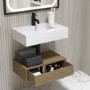 600mm Wood Effect Wall Hung Vanity Unit with Rectangular Basin - Oslo