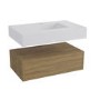 600mm Wood Effect Wall Hung Vanity Unit with Rectangular Basin - Oslo