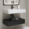 BUN/OSL800/95415 800mm Black Wall Hung Vanity Unit with Rectangular Basin - Oslo