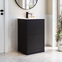 500mm Black Freestanding Vanity Unit with Basin - Palma 500mm Black Freestanding Vanity Unit with Basin - Palma