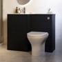 1000mm Black Toilet and Sink Unit with Round Toilet and Chrome Push Button - Palma