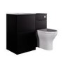 1000mm Black Toilet and Sink Unit with Round Toilet and Chrome Push Button - Palma