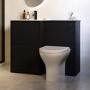 1000mm Black Toilet and Sink Unit with Round Toilet and Black Push Button - Palma