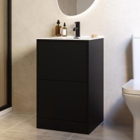 500mm Black Freestanding Vanity Unit with Basin - Palma