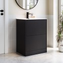BUN/A1/PALB600/96360 ONLY OPENED - 600mm Black Freestanding Vanity Unit with Basin - Palma